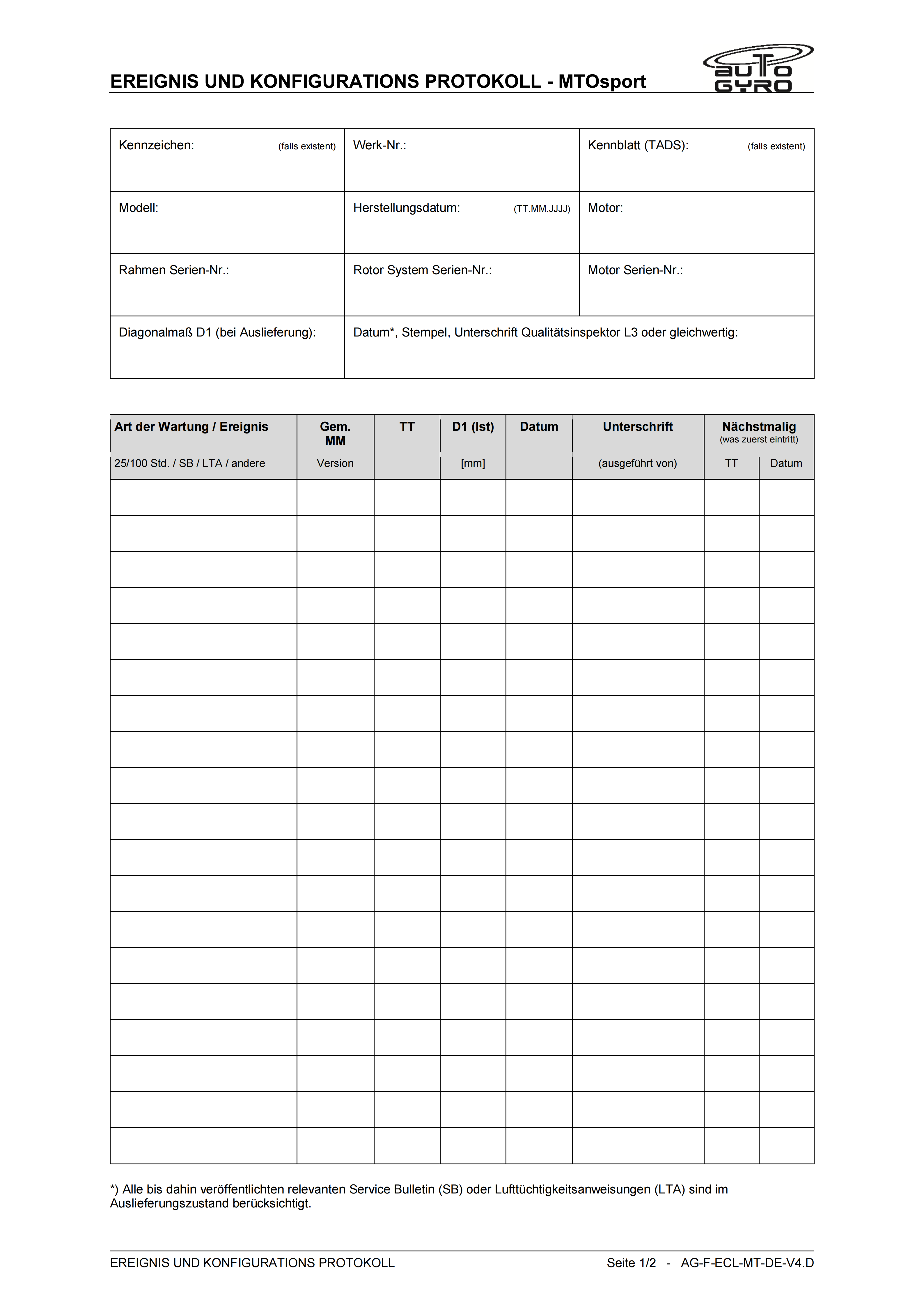 Configuration Log AG-F-ECL-MT-DE-V4