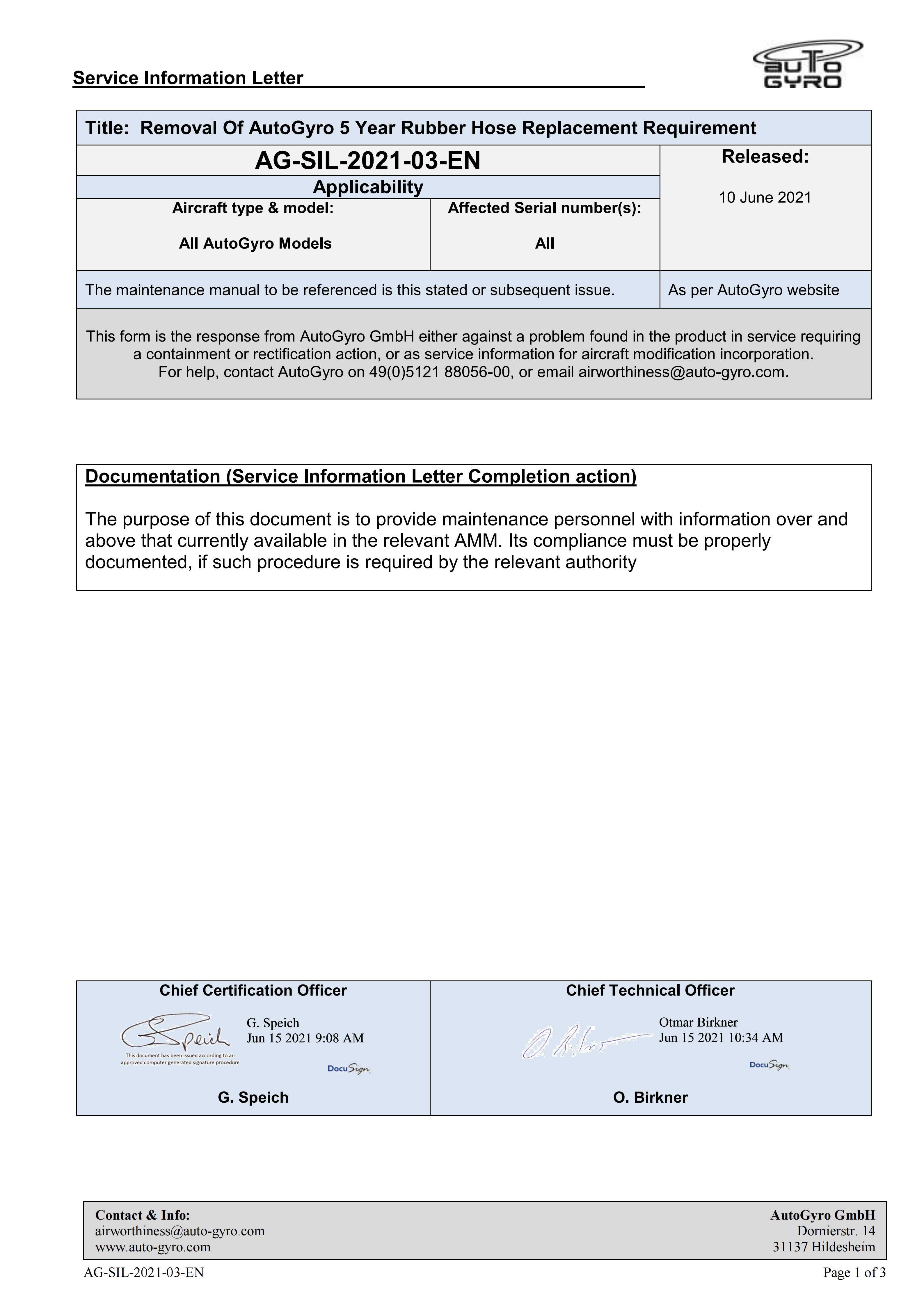 AG-SIL-2021-03-EN Removal Of 5 Year Rubber Hose Replacement Requirement