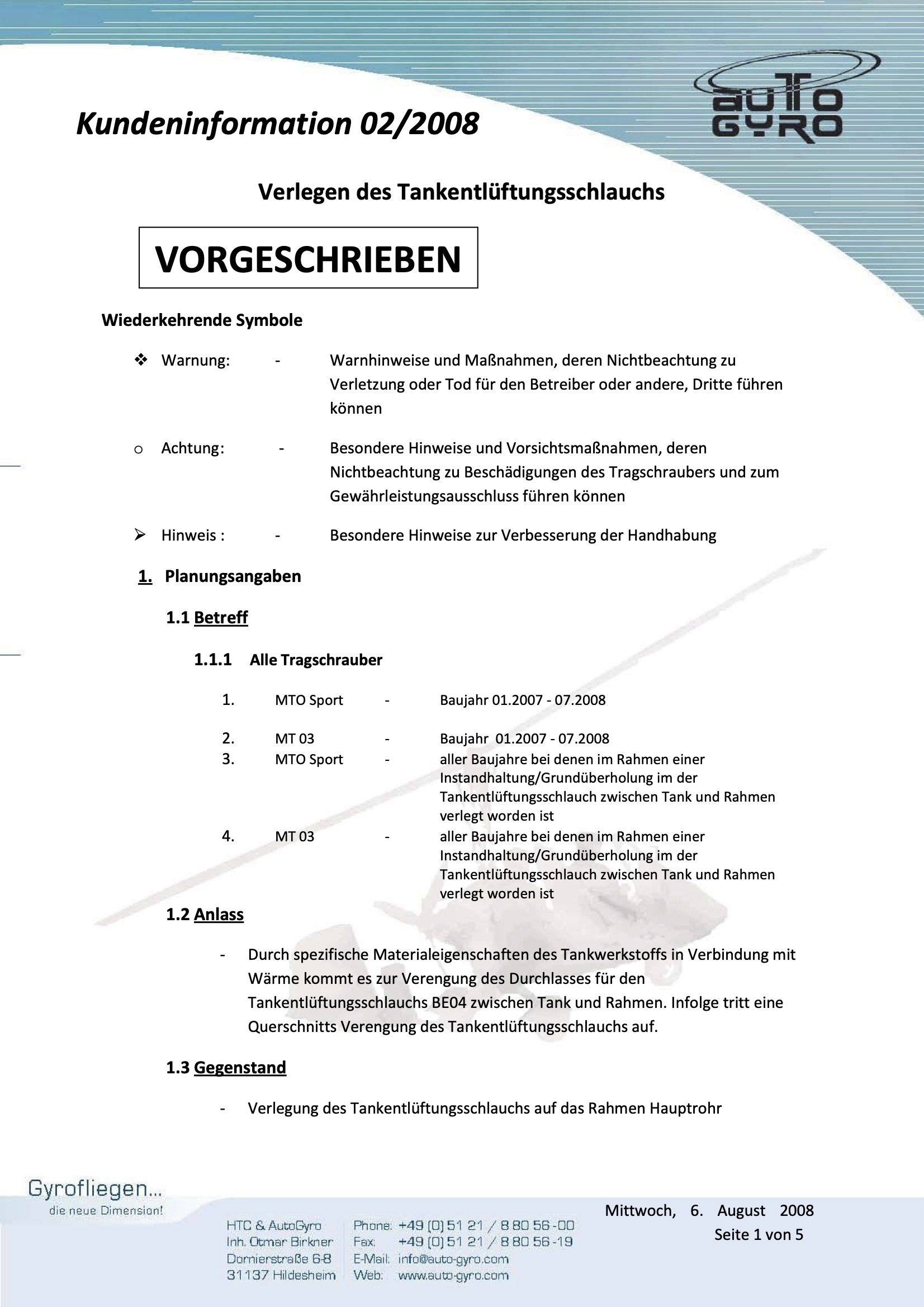 2008 02 Kundeninformation Tankbelüftungsschlauch