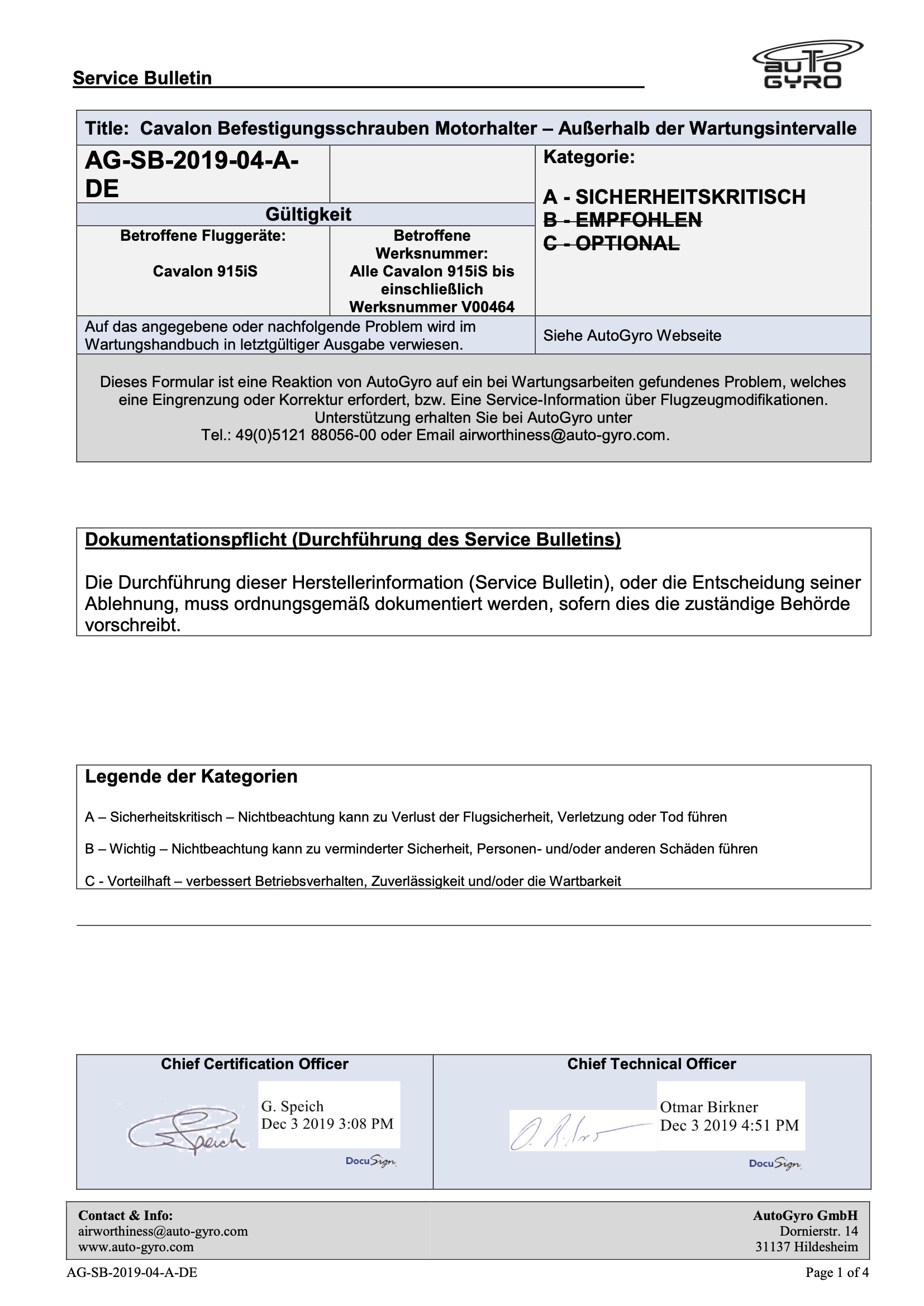 AG-SB-2019-04-A-DE - Cavalon Befestigungsschrauben Motorhalter