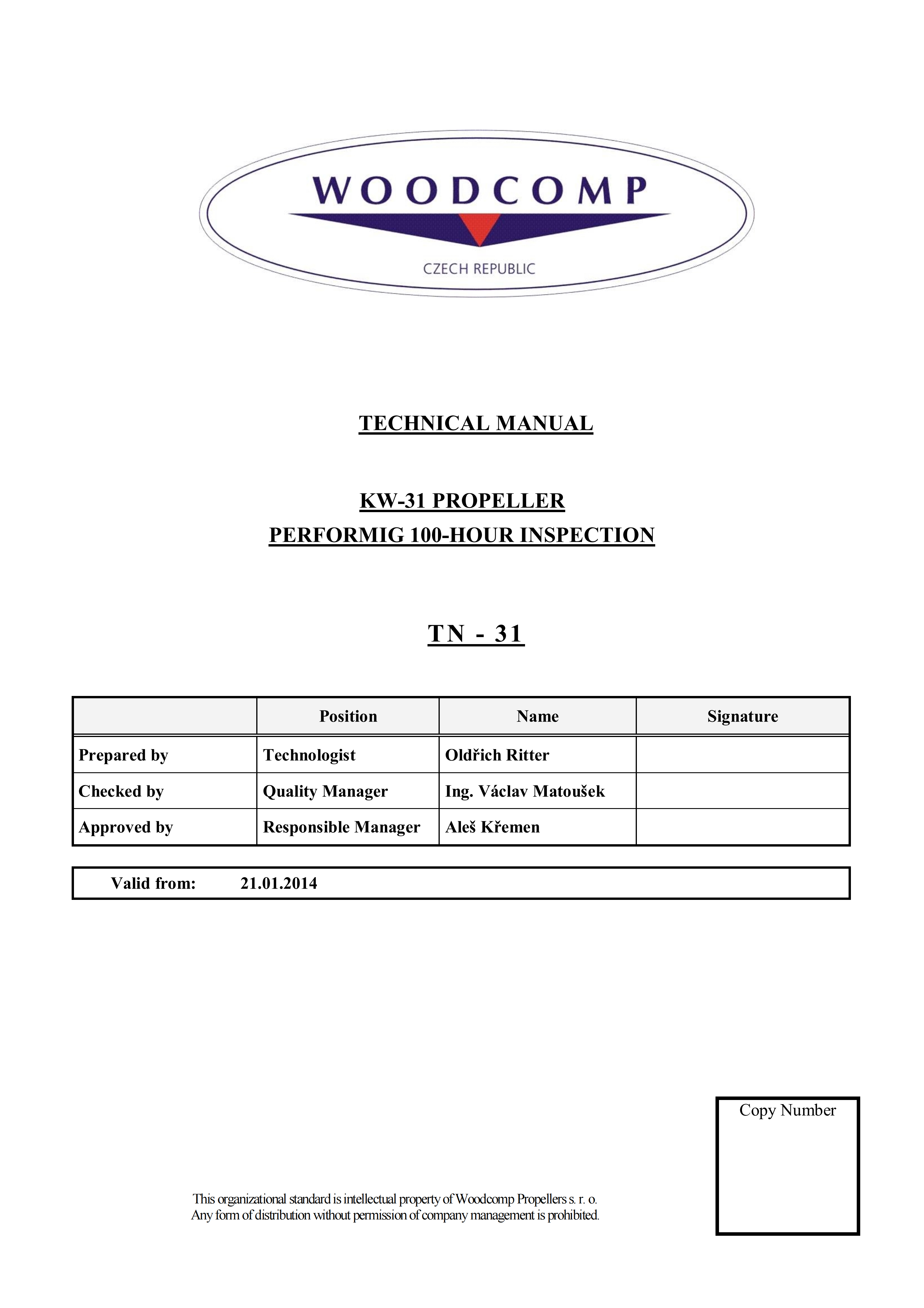 Maintenance Manual Woodcomp Propeller KW 31 Revision 0