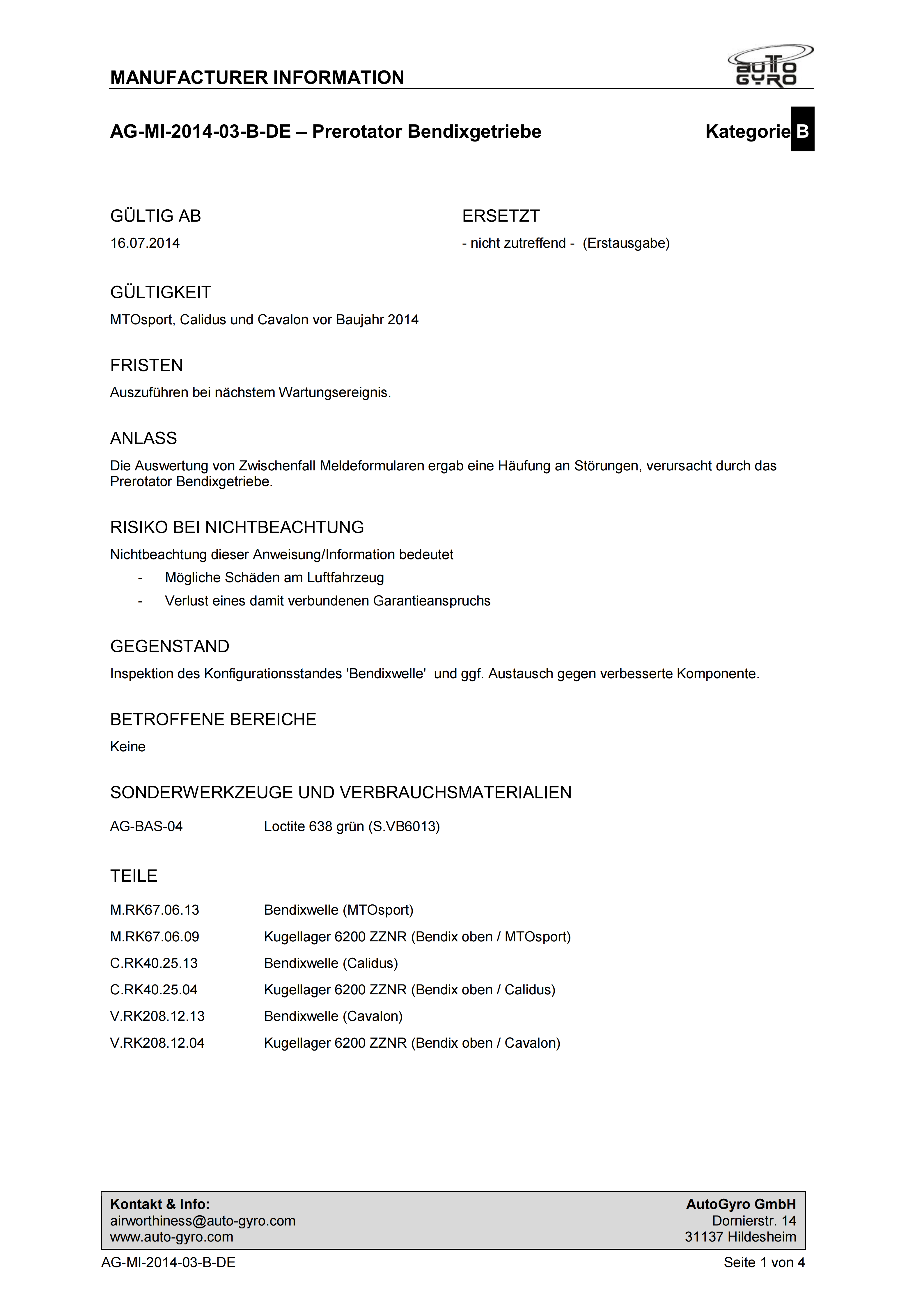AG-SB-2014-03-B-DE - Alle Modelle Prerotator Bendixgetriebe