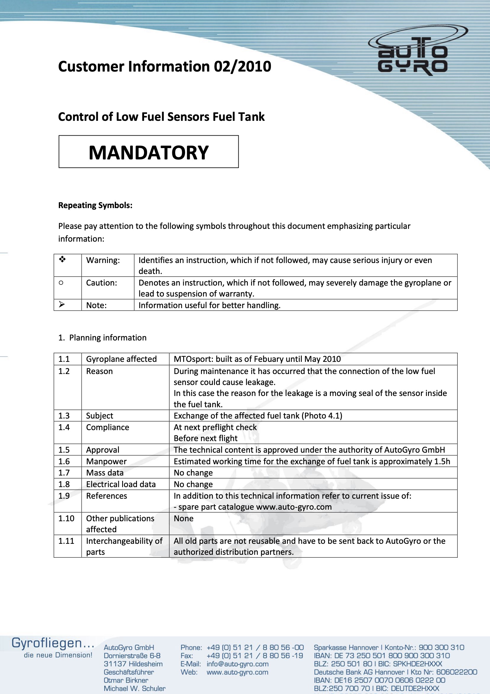 2010 02 Customer Information Check Low Fuel Sensor