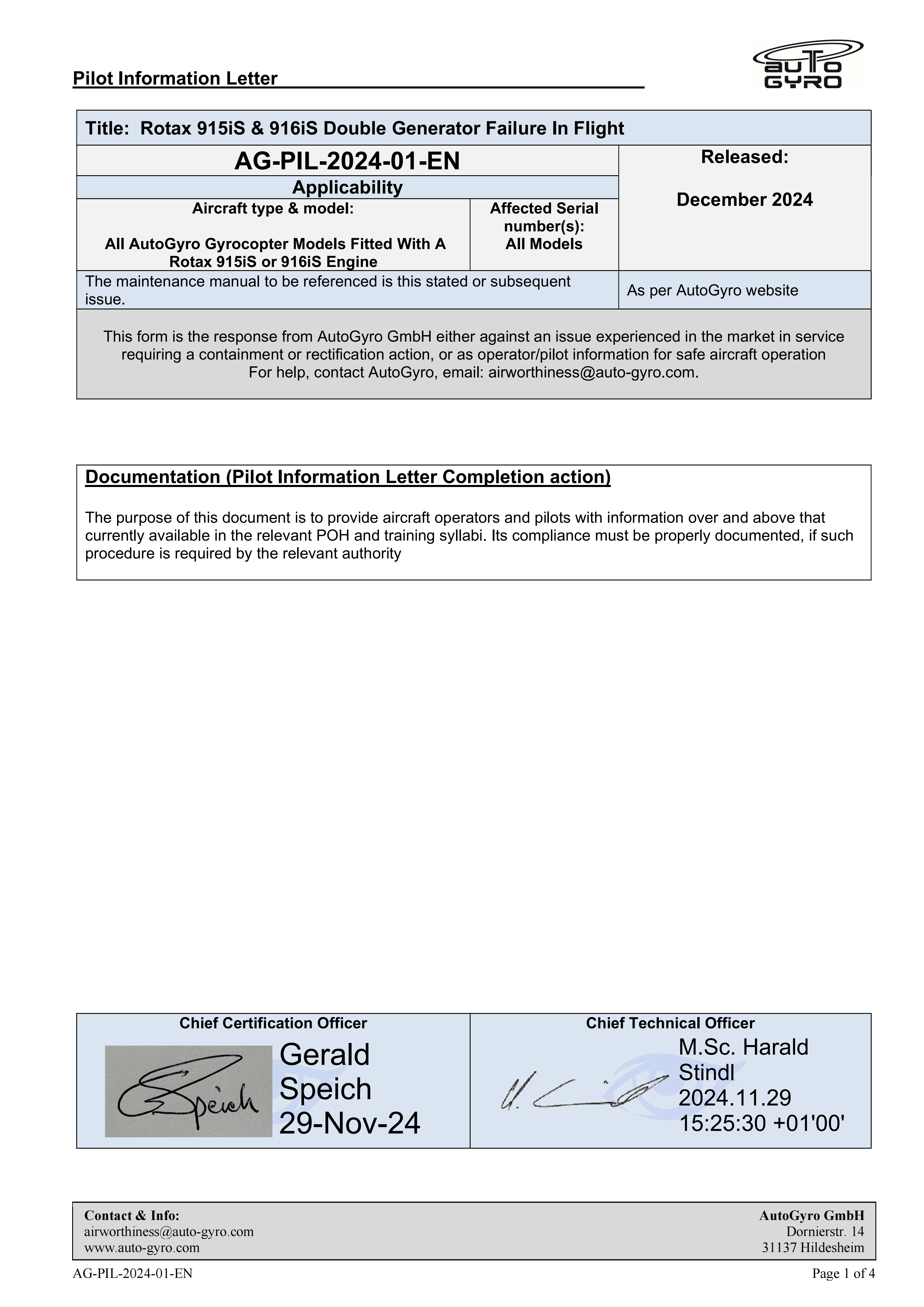 AG-PIL-2024-01-EN - In Flight Rotax 915iS  916iS Double Generator Failure
