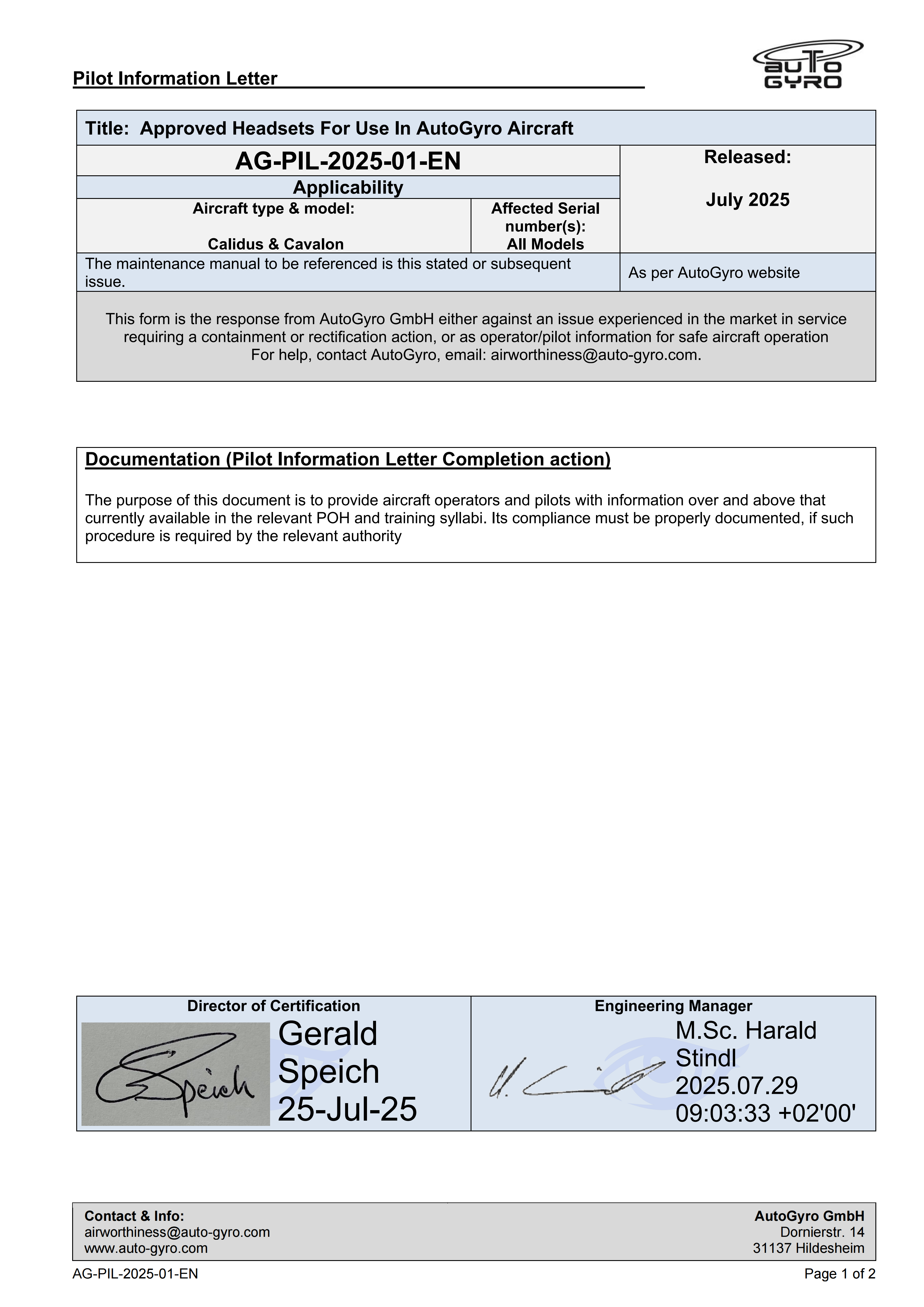 AG-PIL-2025-01-EN - AG Approved Headsets