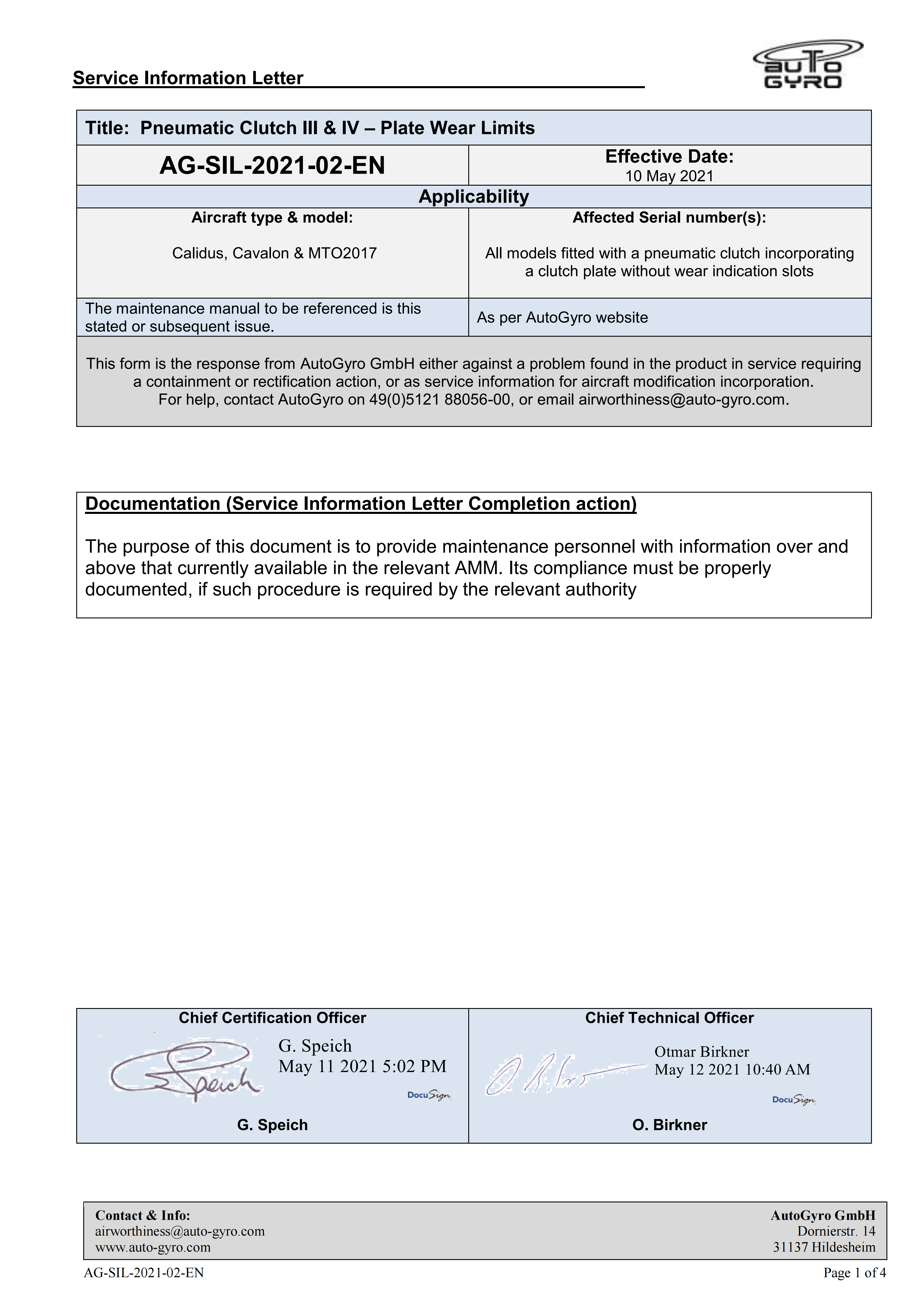 AG-SIL-2021-02-EN Pneumatic Clutch - Plate Wear Limits