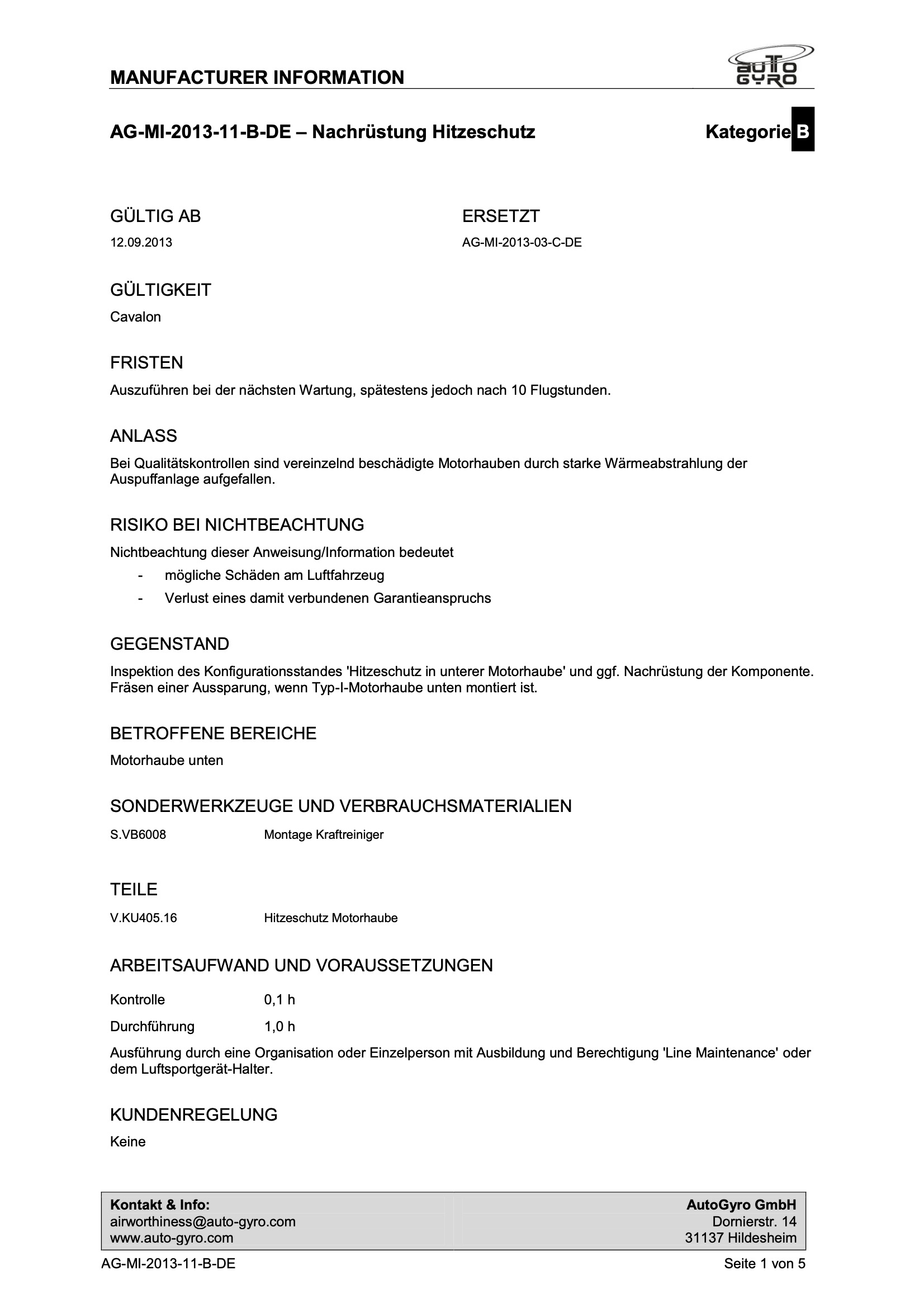 AG-SB-2013-11-B-DE - Cavalon Nachrüstung Hitzeschutz