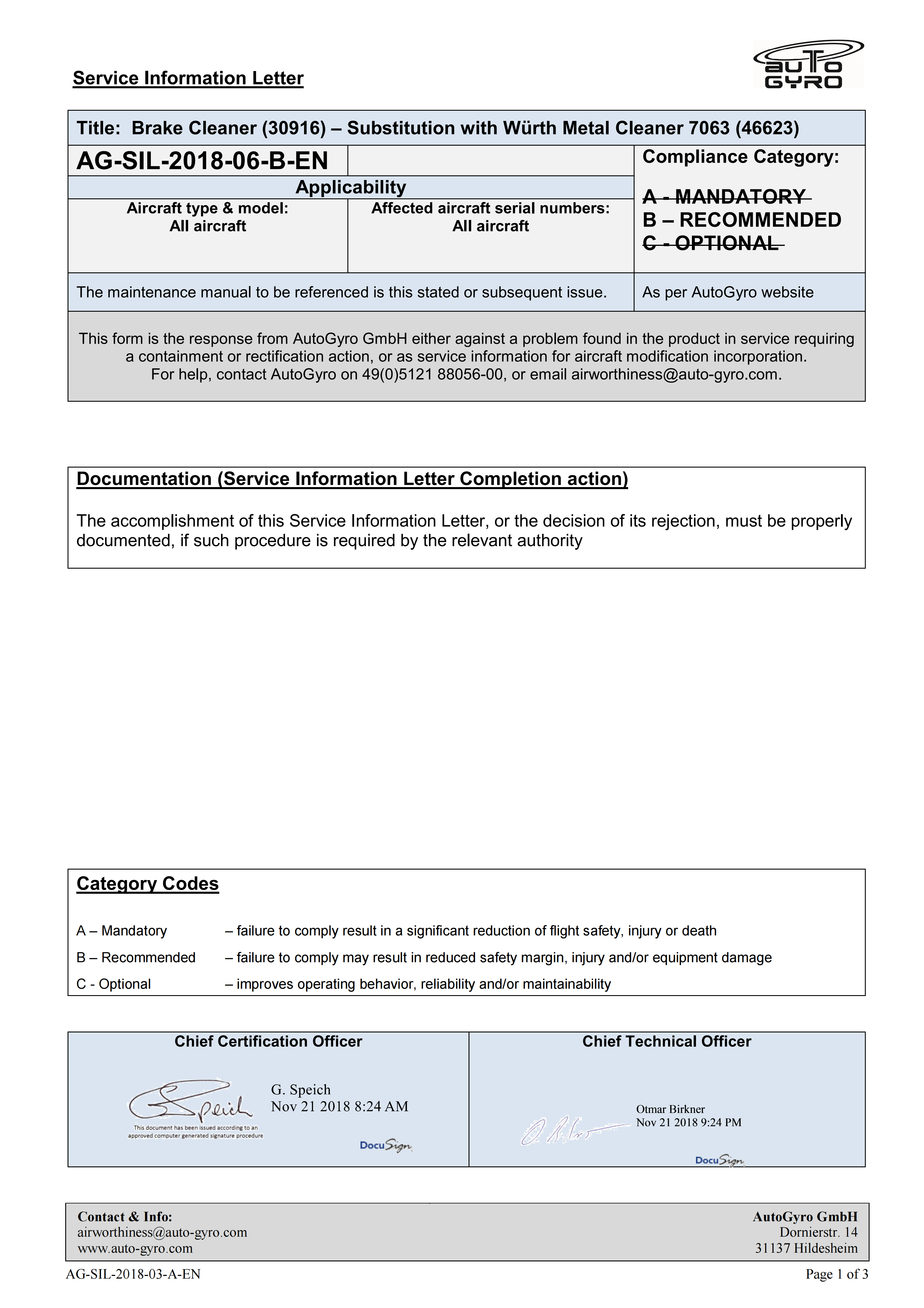 AG-SIL-2018-06-B-EN Brake Cleaner - Substitution With Würth 7063