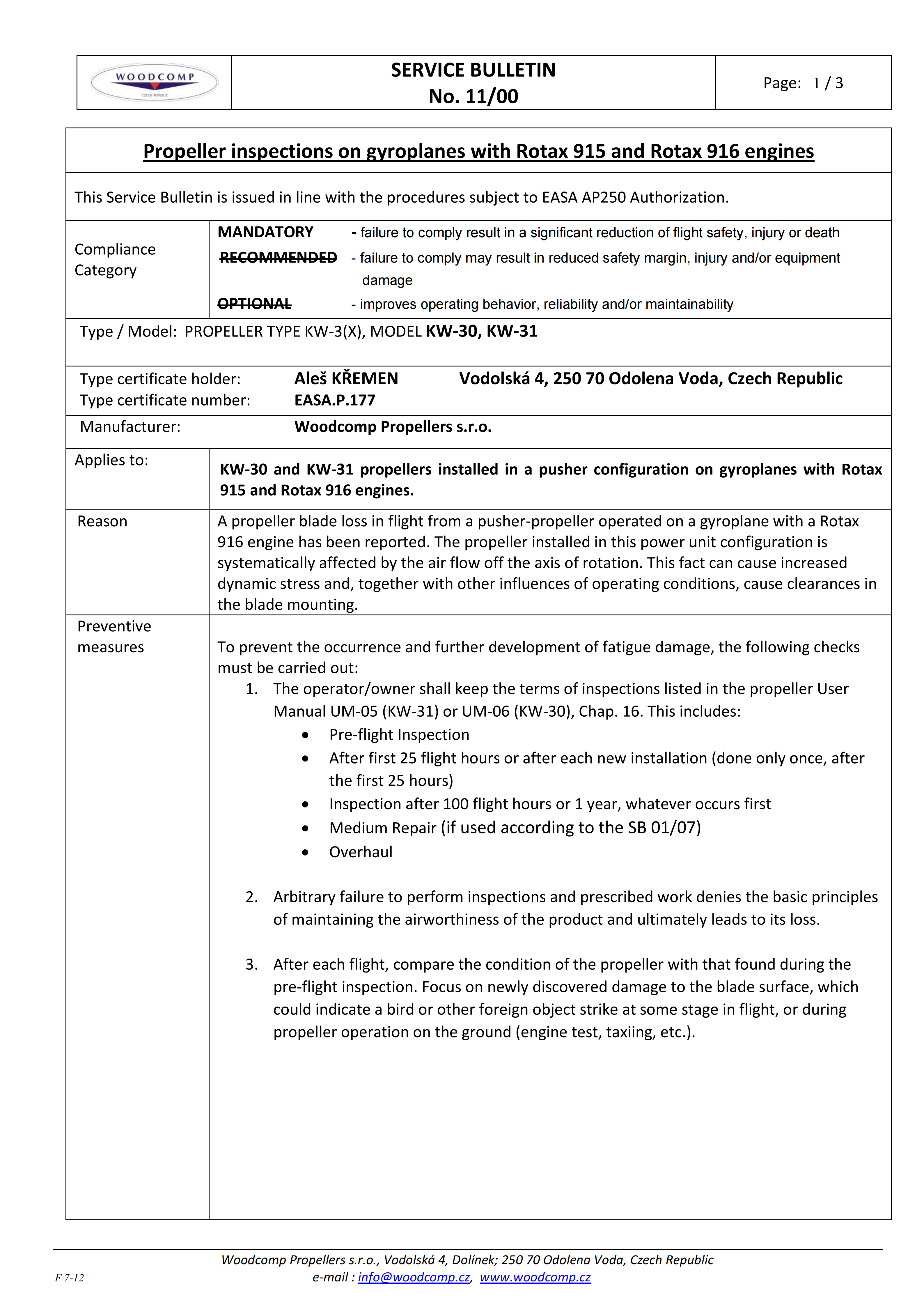 Woodcomp Service bulletin 11 00_EN